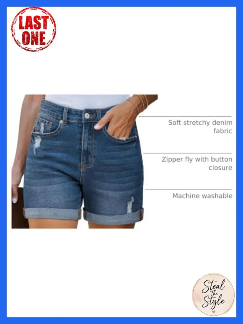 High Waisted Rolled Hem Distressed Denim Shorts for Women, Ripped Jorts with 5